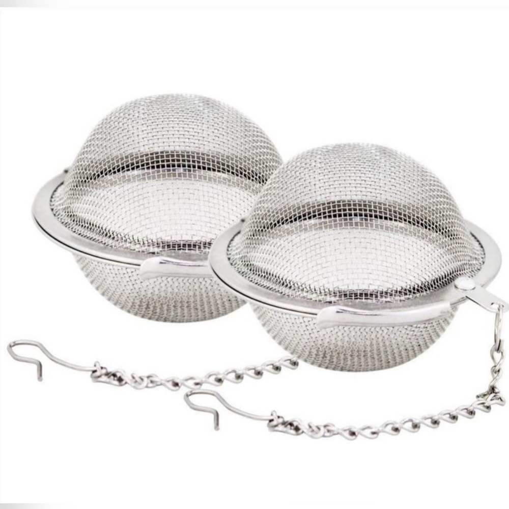 2 Silver colored loose tea diffuser/herb basket balls - NWT